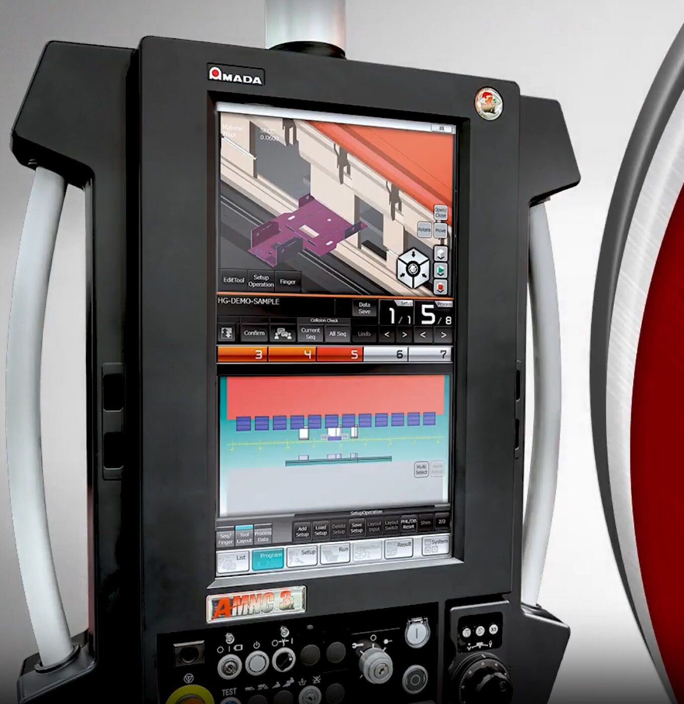 CNC control screen on the SPM shop floor, connected to the ERP production workflow