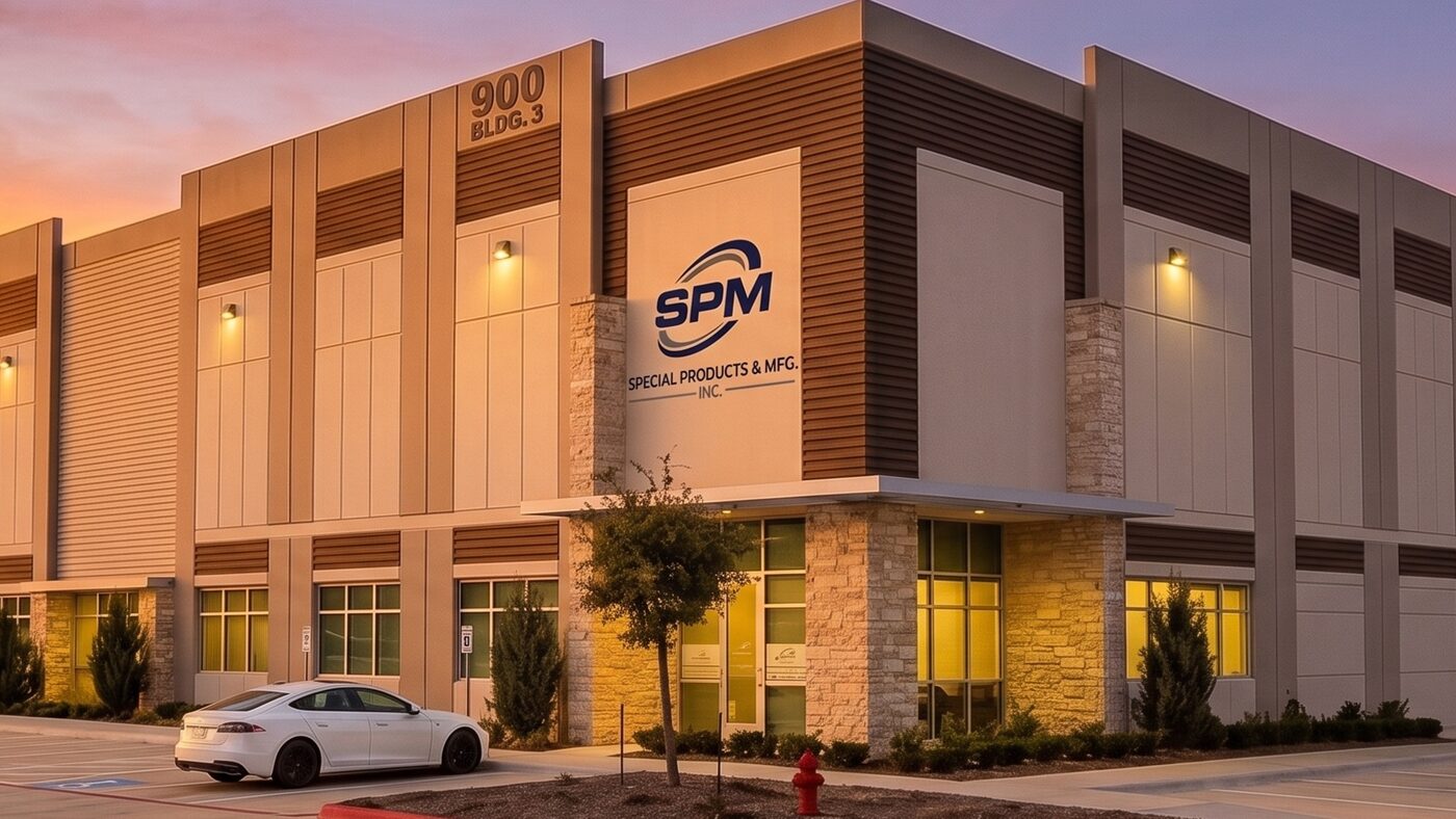 Exterior of SPM&rsquo;s Round Rock facility at 900 E Old Settlers Blvd, Building 3
