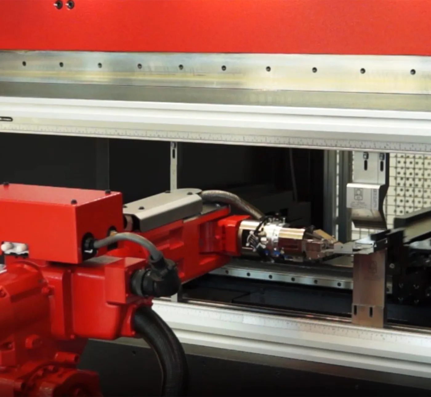 Sheet metal part being formed on a press brake at SPM.