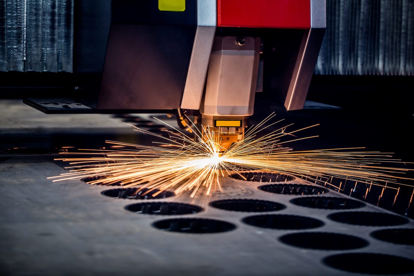 Fiber laser cutting machine in operation on the SPM fabrication floor